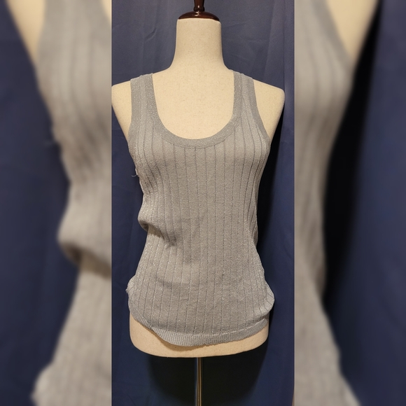 Zara Silver Ribbed Tank Top - Picture 1 of 3